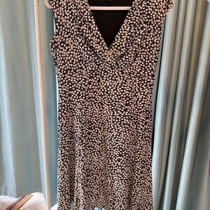 Chaps Black and White Floral Midi Dress